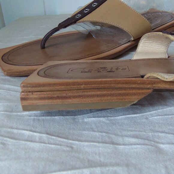 Cobalto Italian Leather and Wood Thong Sandals sz 40 - Picture 10 of 16